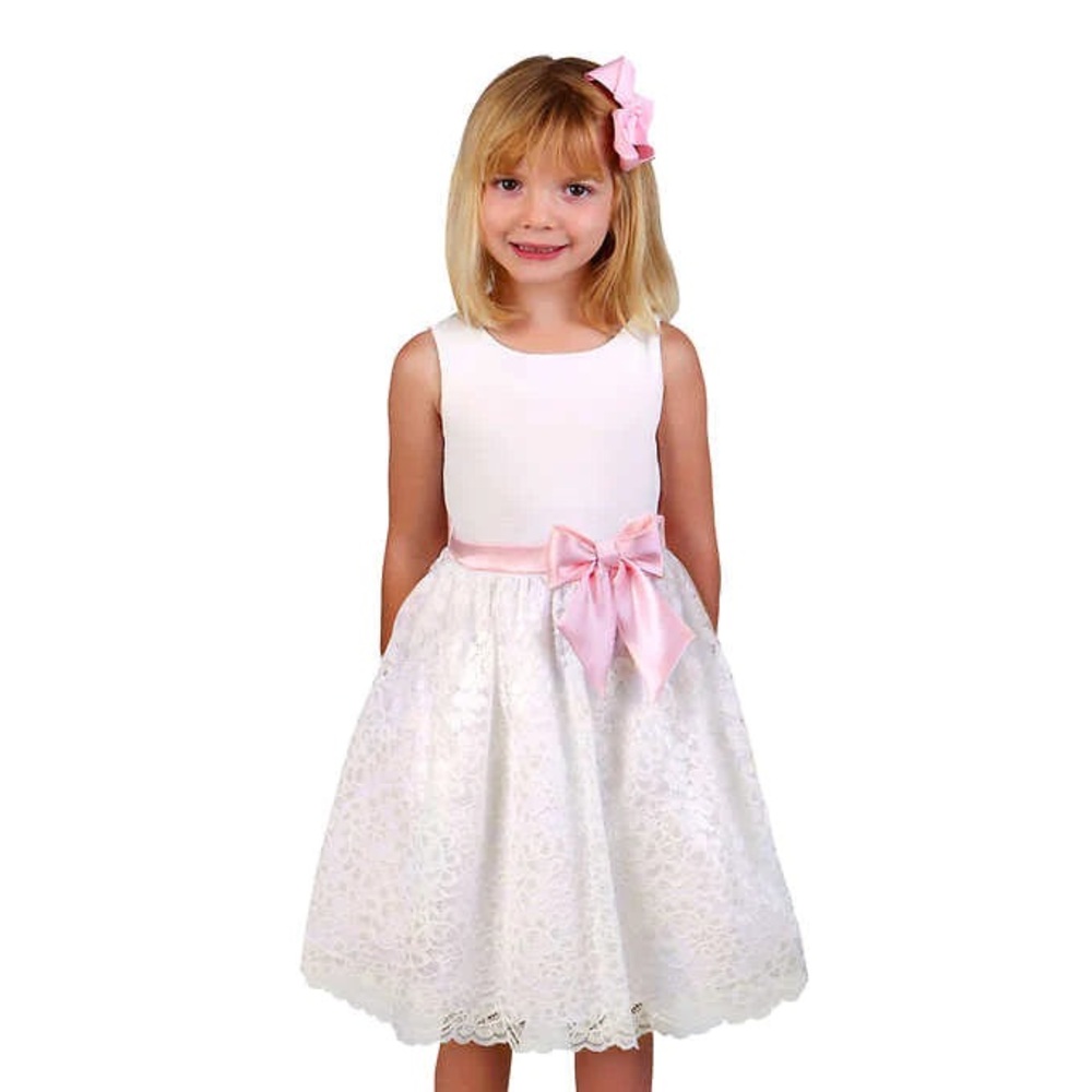 Jona Michelle - Formal White Dress with Pink Bow